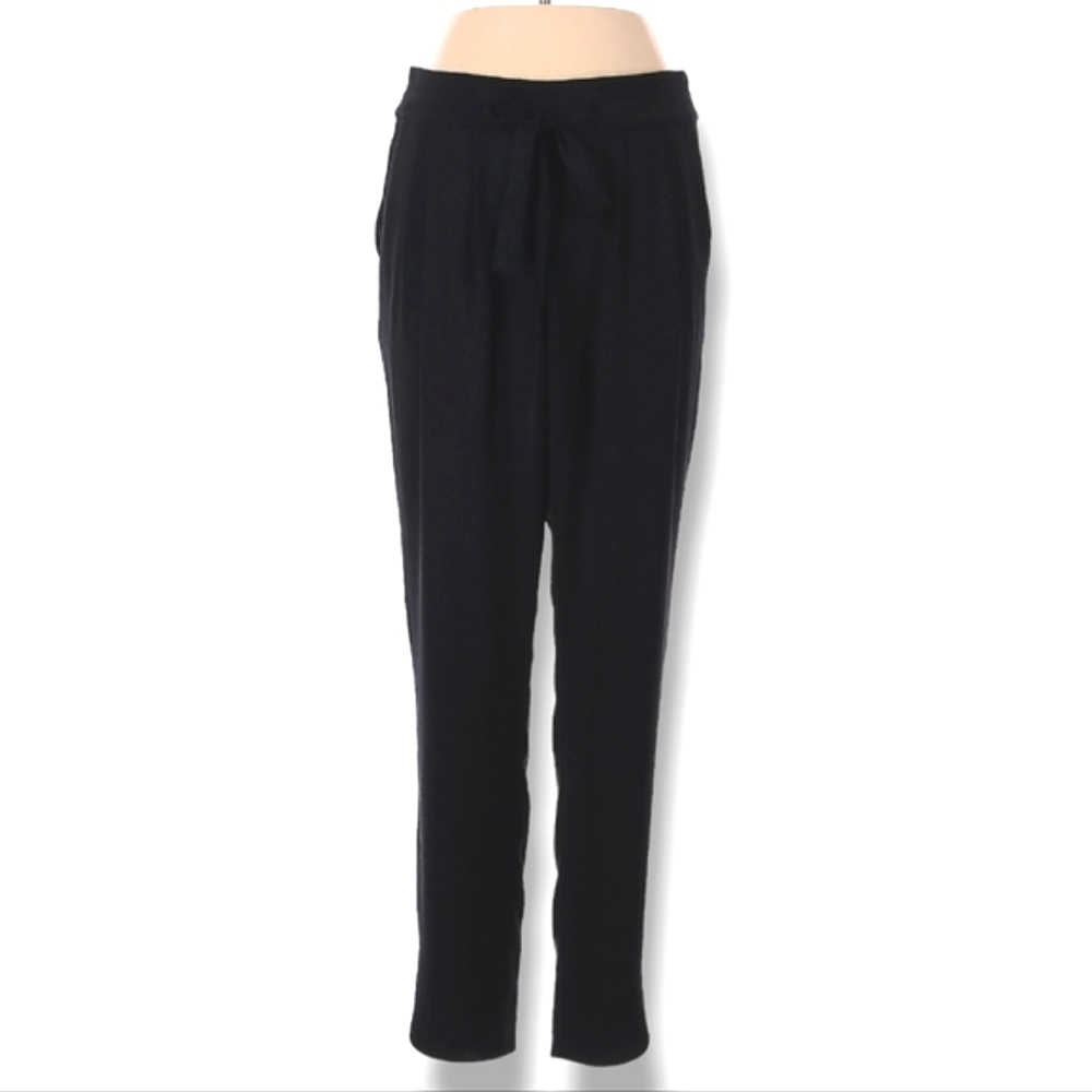 R | Label Pull On Pants Size S Black High Rise Elastic Waist Pleated Tie Front
